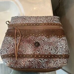 Brown & Teal Leather Myra Crossbody Bag/Purse/Pocketbook